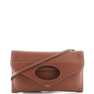 Burberry Brown Convertible Fold Over Pocket Leather Clutch